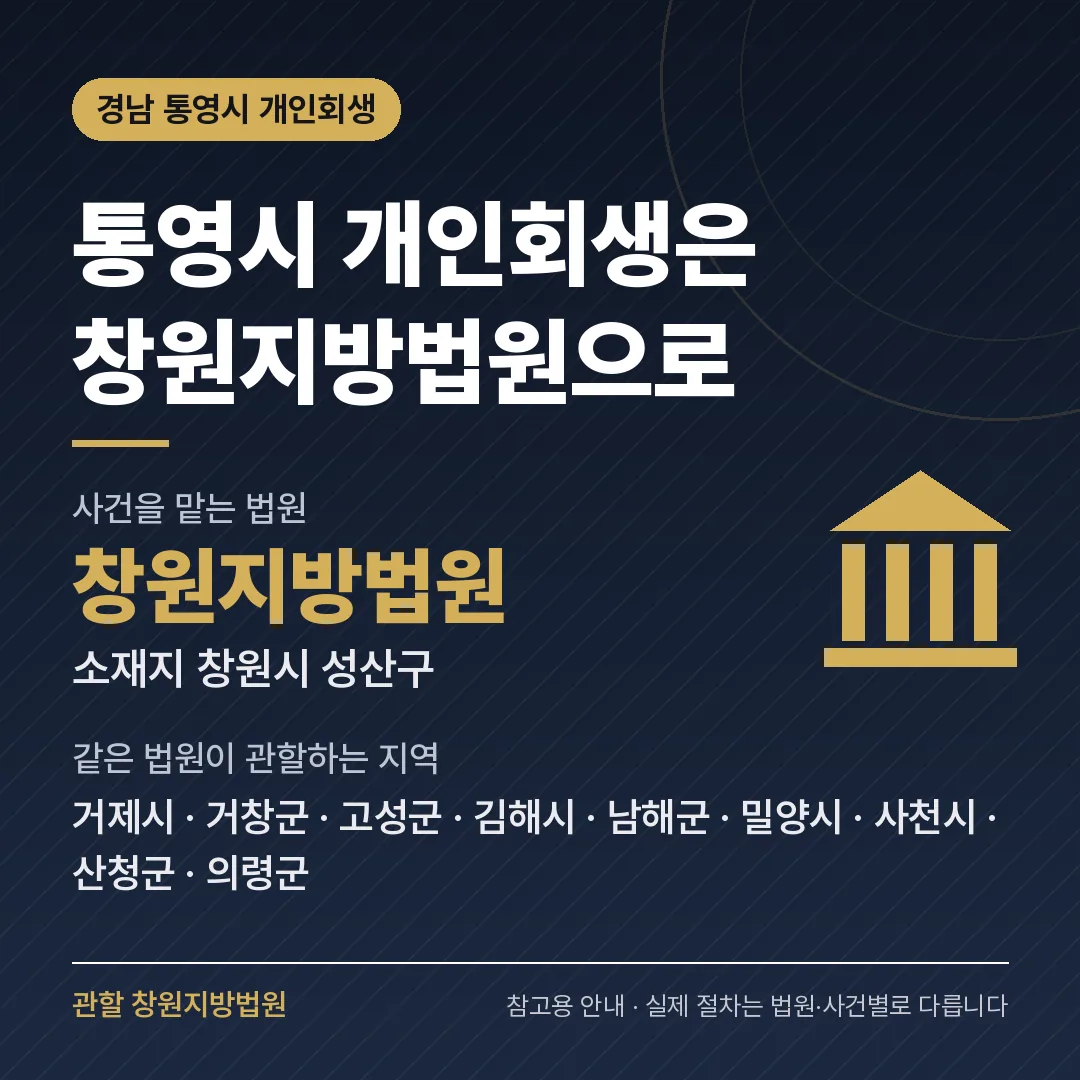 경남 통영시 개인회생 관할 법원 — 창원지방법원