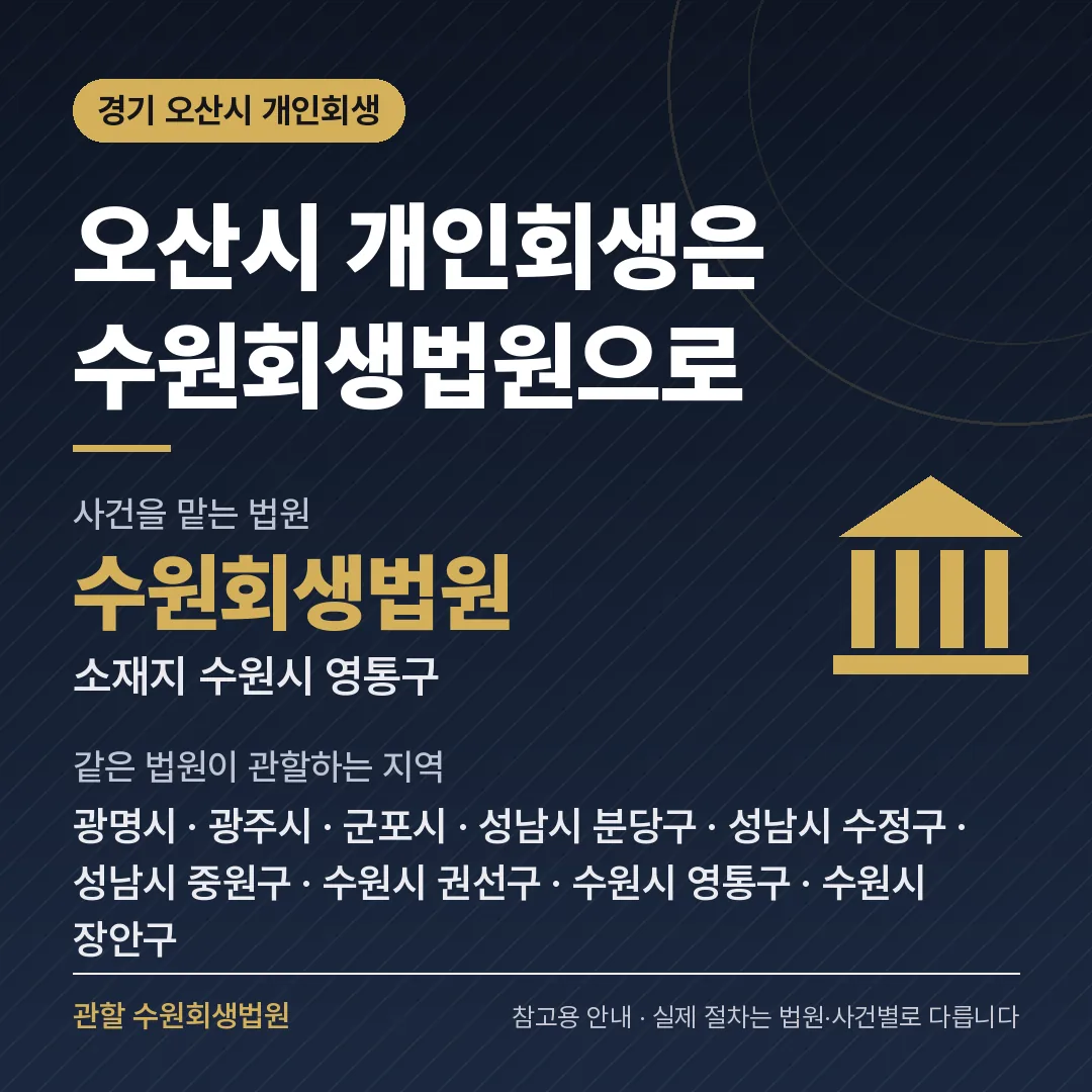경기 오산시 개인회생 관할 법원 — 수원회생법원