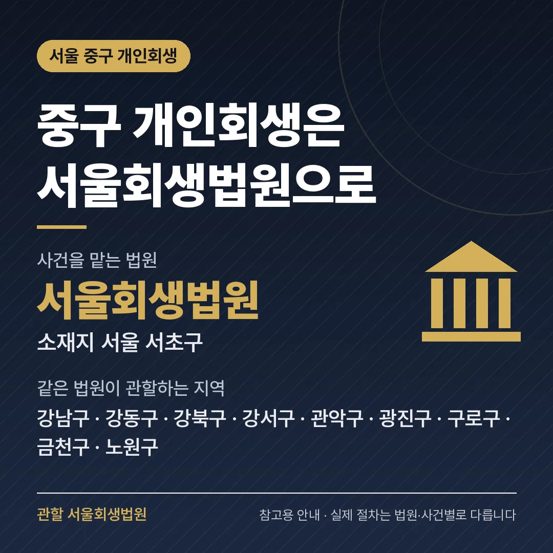 서울 중구 개인회생 관할 법원 — 서울회생법원