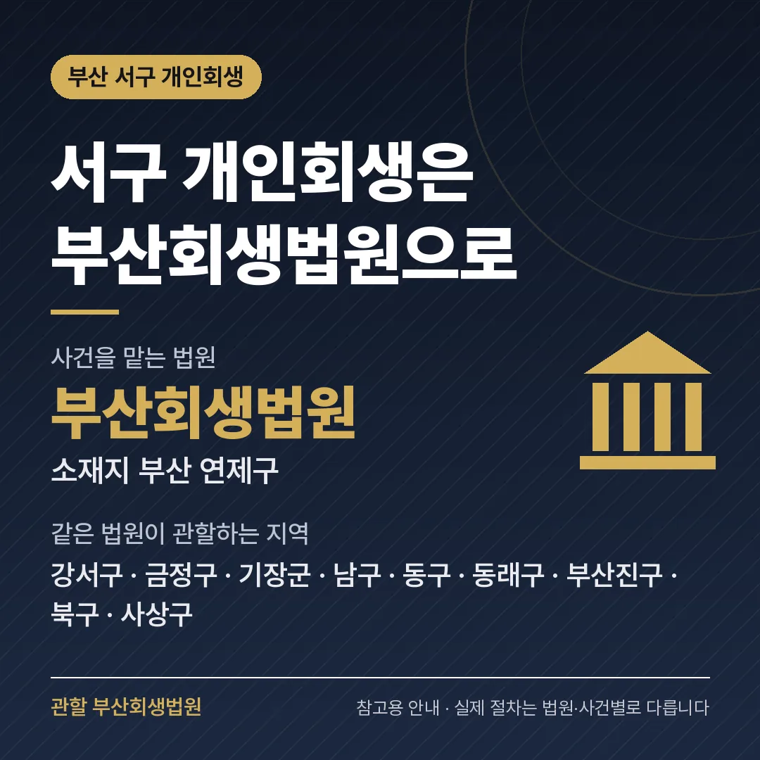 부산 서구 개인회생 관할 법원 — 부산회생법원