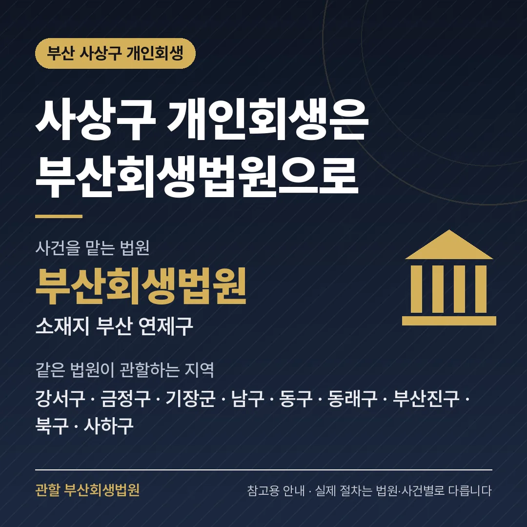 부산 사상구 개인회생 관할 법원 — 부산회생법원